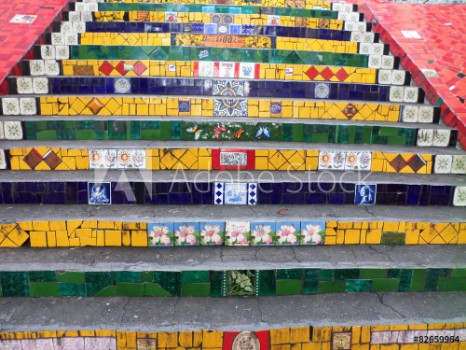 Image de Tiles from around the world on Escadaria Selaron in Rio de Janeiro Brazil